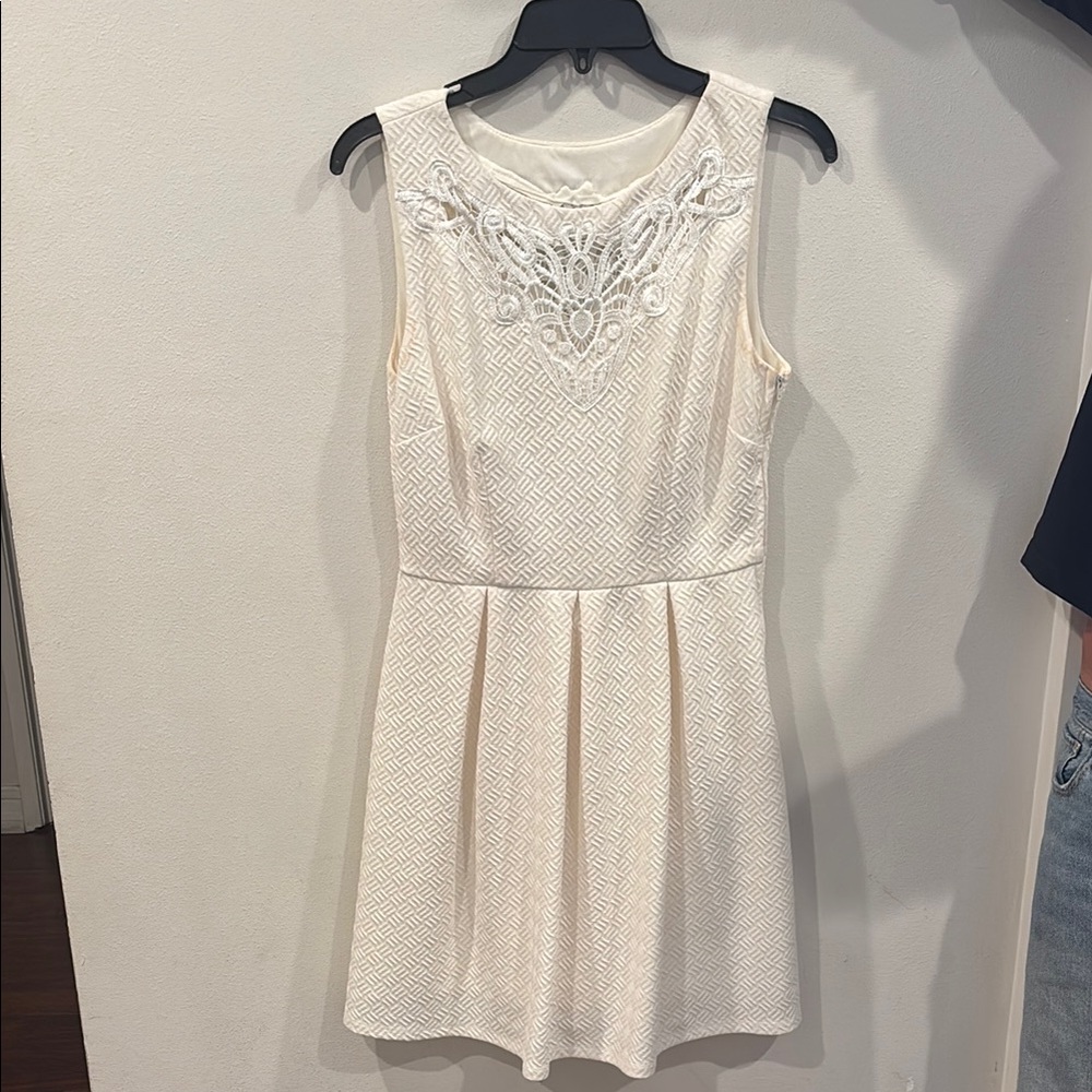 Teeze Me Cream Lace Mini Dress